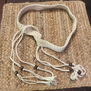 Macrame Beige Boho Tie Womens Belt- Excellent Used Condition - Quick Shipping!